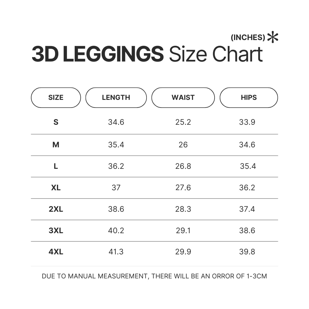 Leggings Size Chart - JoJo's Bizarre Adventure UK Shop