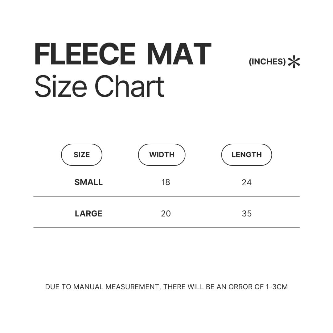 Fleece Mat Size Chart - JoJo's Bizarre Adventure UK Shop