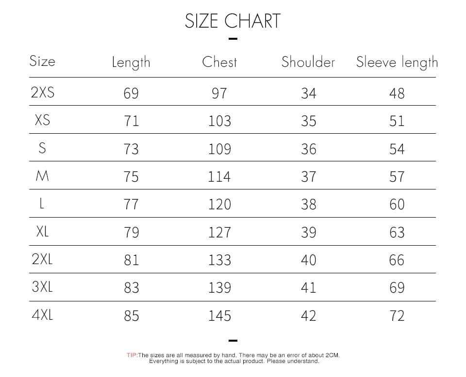 KIMONO SIZE CHART - JoJo's Bizarre Adventure UK Shop