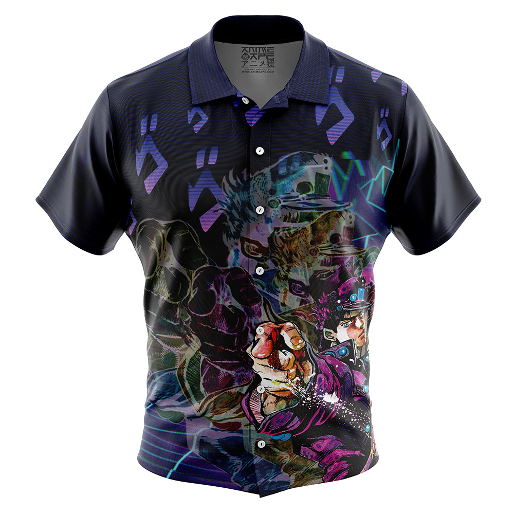 Kujo Jotaro Jojo’s Bizarre Adventure Button Up Hawaiian Shirt