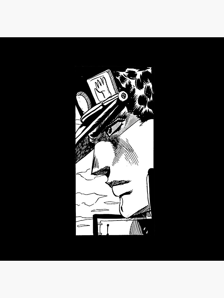 Jotaro Kujo Manga Panel Black White Throw Pillow - Image 2