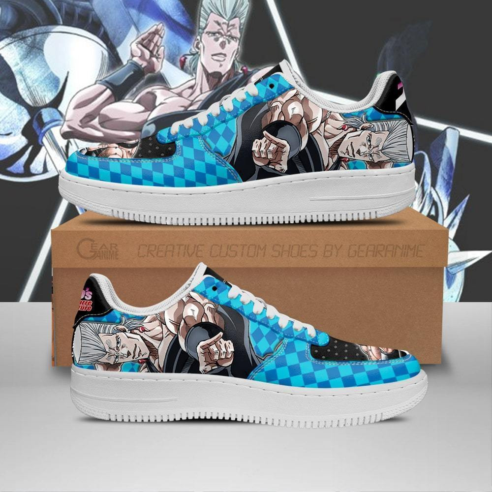 Blue Jean Pierre Polnareff JJBA Low Top Air Force Sneakers