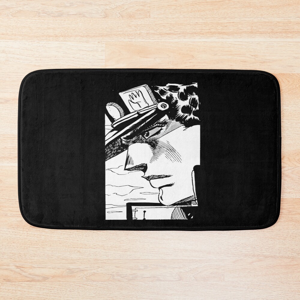 Jotaro Kujo Manga Panel Black White Bath Mat