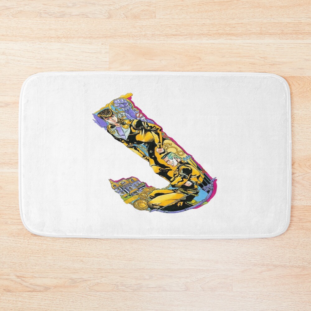 Letter J Covered In Golden And Colorful Effects Bath Mat