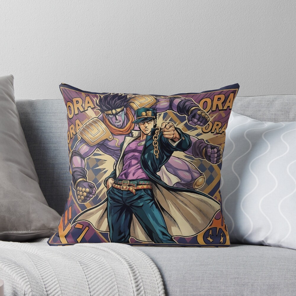Menacing Stand User Purple Spirit Anime Aesthetic Art Throw Pillow