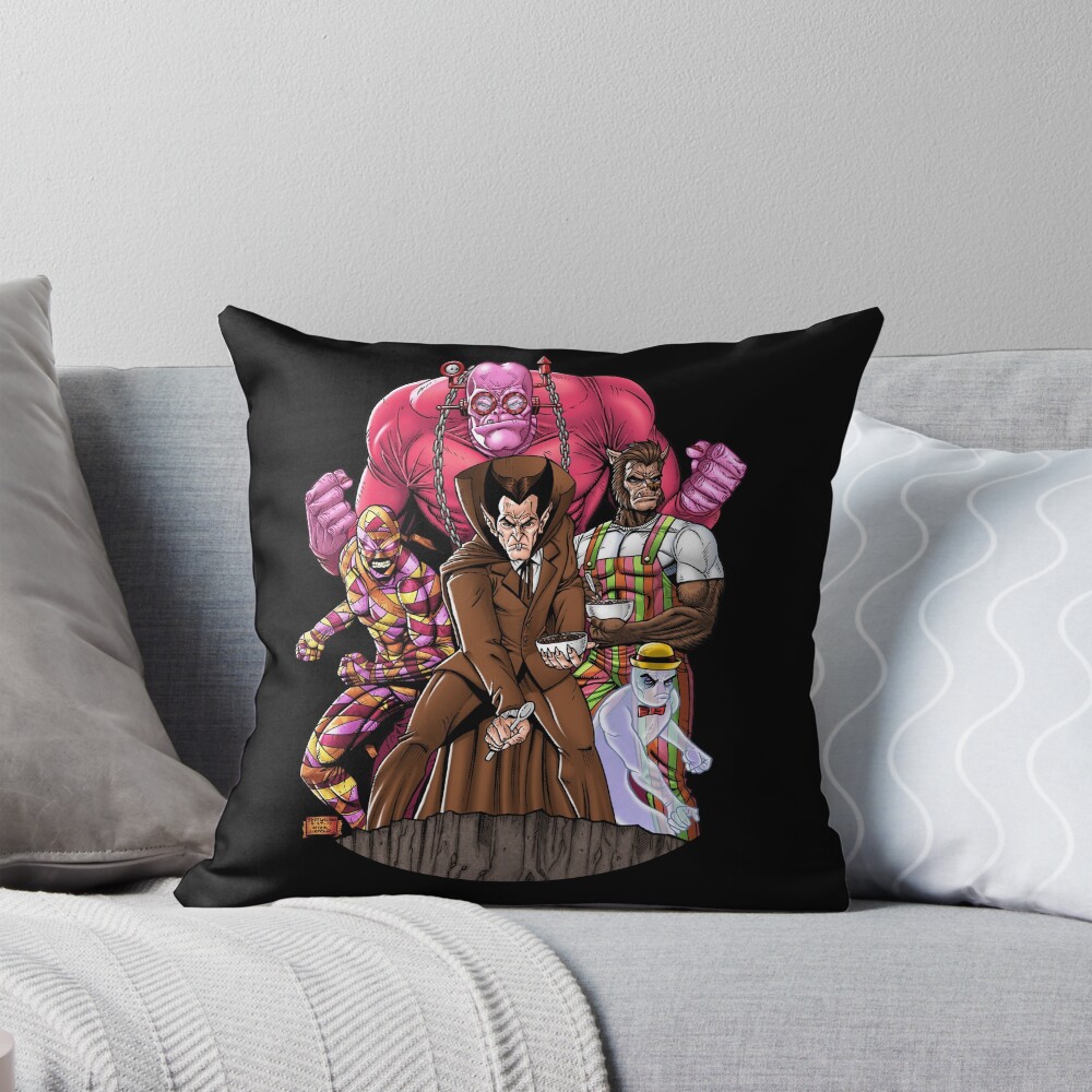 Cereal Heroes Throw Pillow